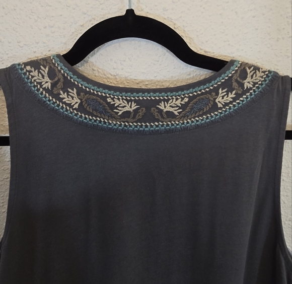 J.Jill Medium Modal Blend Embroidery Green Shift Dress - Picture 6 of 11